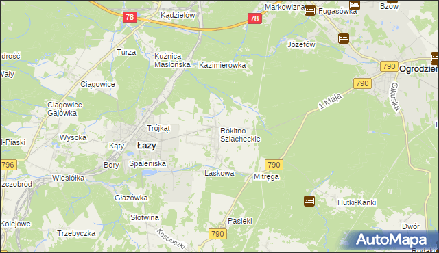 mapa Rokitno Szlacheckie, Rokitno Szlacheckie na mapie Targeo