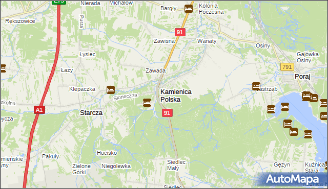 mapa Romanów gmina Kamienica Polska, Romanów gmina Kamienica Polska na mapie Targeo