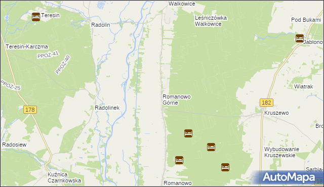 mapa Romanowo Górne, Romanowo Górne na mapie Targeo