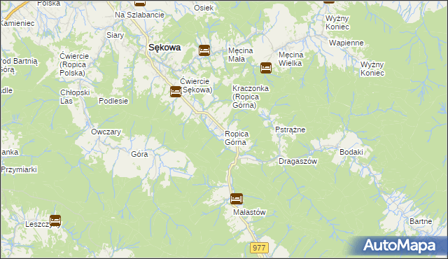 mapa Ropica Górna, Ropica Górna na mapie Targeo