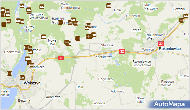 mapa Rostarzewo, Rostarzewo na mapie Targeo