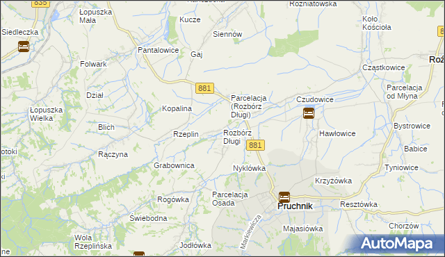 mapa Rozbórz Długi, Rozbórz Długi na mapie Targeo