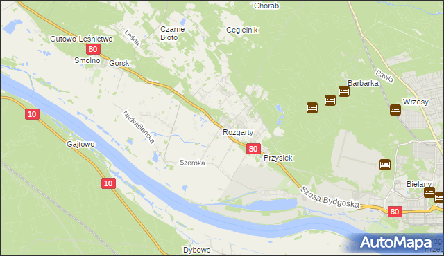 mapa Rozgarty gmina Zławieś Wielka, Rozgarty gmina Zławieś Wielka na mapie Targeo