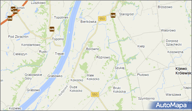 mapa Różnowo gmina Chełmno, Różnowo gmina Chełmno na mapie Targeo