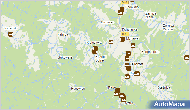 mapa Roztoki Dolne, Roztoki Dolne na mapie Targeo