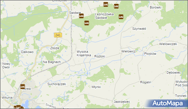 mapa Roztoki gmina Sośno, Roztoki gmina Sośno na mapie Targeo