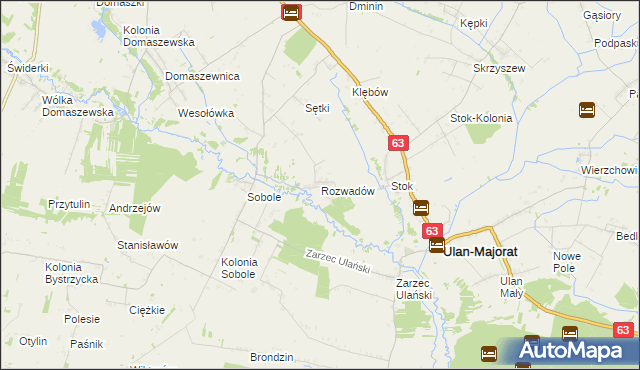 mapa Rozwadów gmina Ulan-Majorat, Rozwadów gmina Ulan-Majorat na mapie Targeo