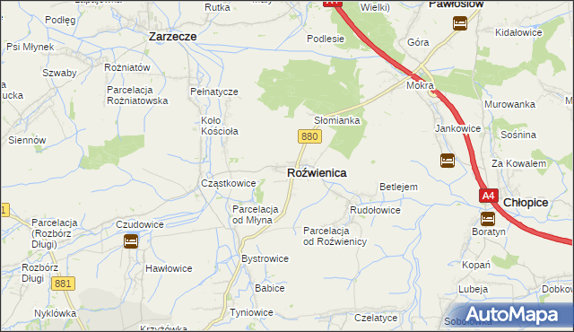 mapa Roźwienica, Roźwienica na mapie Targeo