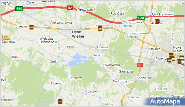 mapa Ruda gmina Dębe Wielkie, Ruda gmina Dębe Wielkie na mapie Targeo
