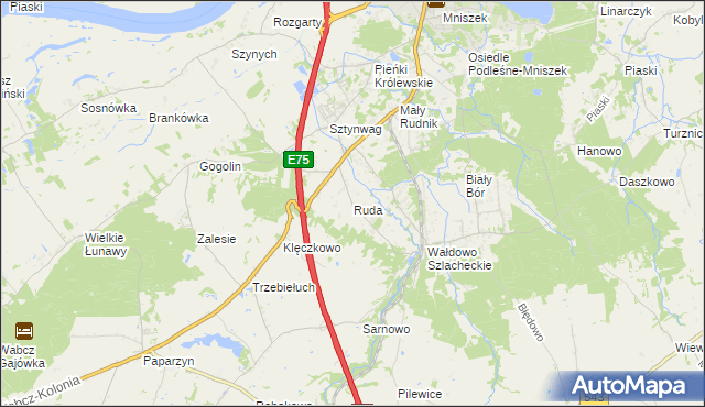 mapa Ruda gmina Grudziądz, Ruda gmina Grudziądz na mapie Targeo