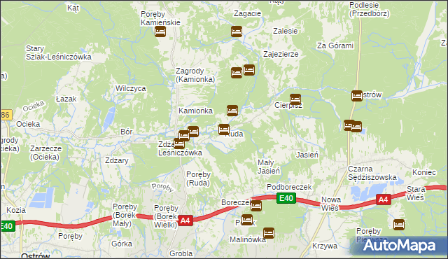 mapa Ruda gmina Sędziszów Małopolski, Ruda gmina Sędziszów Małopolski na mapie Targeo