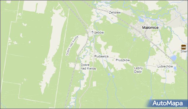 mapa Rudawica gmina Żagań, Rudawica gmina Żagań na mapie Targeo