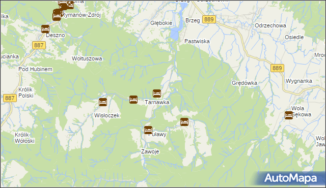 mapa Rudawka Rymanowska, Rudawka Rymanowska na mapie Targeo