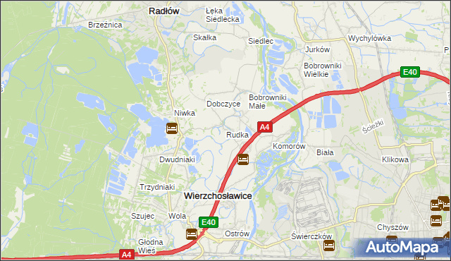 mapa Rudka gmina Wierzchosławice, Rudka gmina Wierzchosławice na mapie Targeo