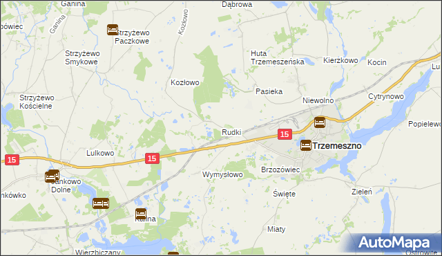 mapa Rudki gmina Trzemeszno, Rudki gmina Trzemeszno na mapie Targeo