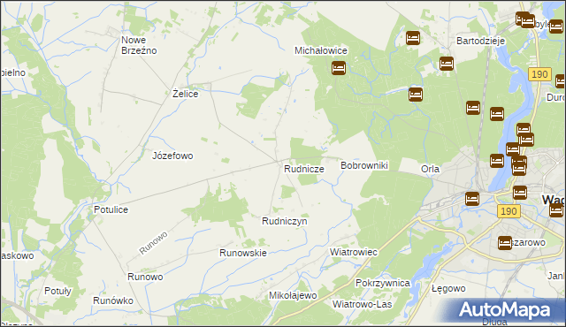mapa Rudnicze gmina Wągrowiec, Rudnicze gmina Wągrowiec na mapie Targeo
