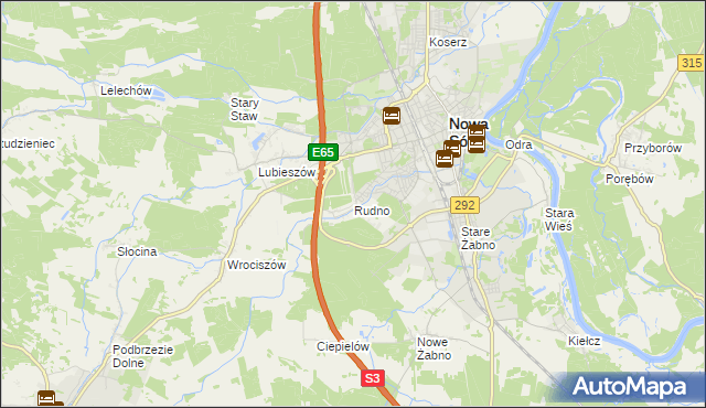 mapa Rudno gmina Nowa Sól, Rudno gmina Nowa Sól na mapie Targeo
