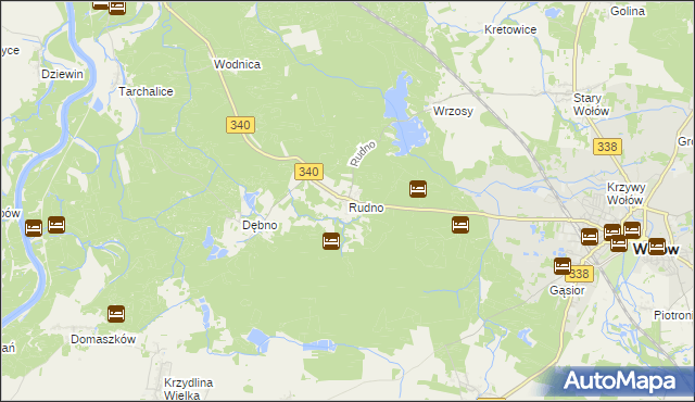 mapa Rudno gmina Wołów, Rudno gmina Wołów na mapie Targeo