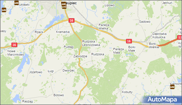 mapa Rudziska gmina Biskupiec, Rudziska gmina Biskupiec na mapie Targeo