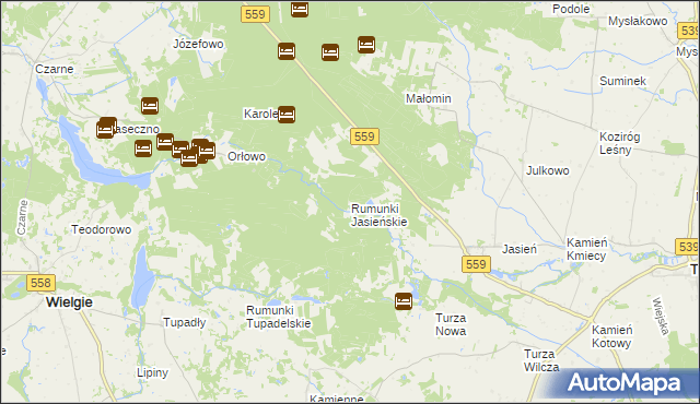 mapa Rumunki Jasieńskie, Rumunki Jasieńskie na mapie Targeo