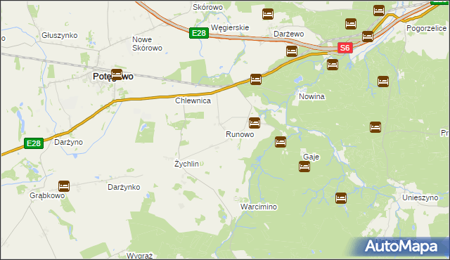 mapa Runowo gmina Potęgowo, Runowo gmina Potęgowo na mapie Targeo