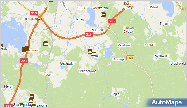 mapa Ruś gmina Stawiguda, Ruś gmina Stawiguda na mapie Targeo