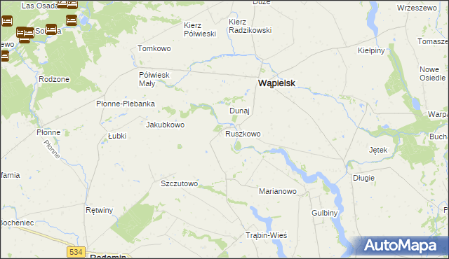 mapa Ruszkowo gmina Wąpielsk, Ruszkowo gmina Wąpielsk na mapie Targeo