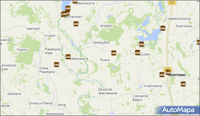 mapa Rutka gmina Jeleniewo, Rutka gmina Jeleniewo na mapie Targeo