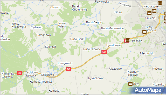 mapa Rutki-Głowice, Rutki-Głowice na mapie Targeo