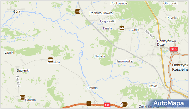 mapa Rybaki gmina Dobrzyniewo Duże, Rybaki gmina Dobrzyniewo Duże na mapie Targeo
