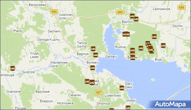 mapa Rybaki gmina Michałowo, Rybaki gmina Michałowo na mapie Targeo