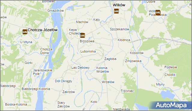 mapa Rybaki gmina Wilków, Rybaki gmina Wilków na mapie Targeo