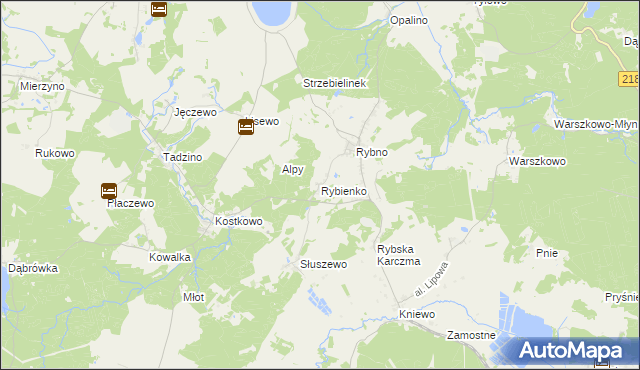 mapa Rybienko gmina Gniewino, Rybienko gmina Gniewino na mapie Targeo