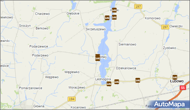 mapa Rybitwy gmina Łubowo, Rybitwy gmina Łubowo na mapie Targeo