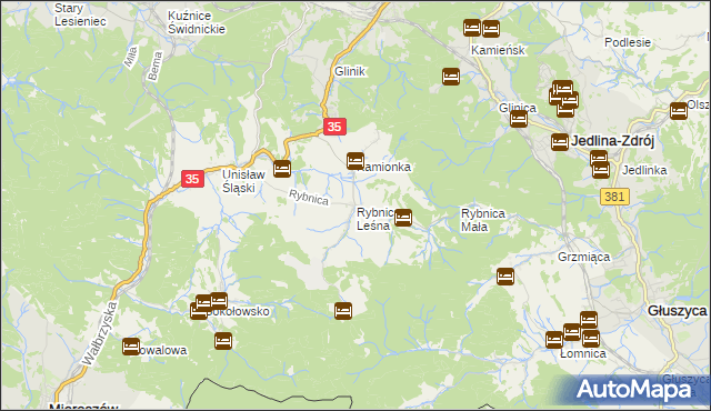 mapa Rybnica Leśna, Rybnica Leśna na mapie Targeo