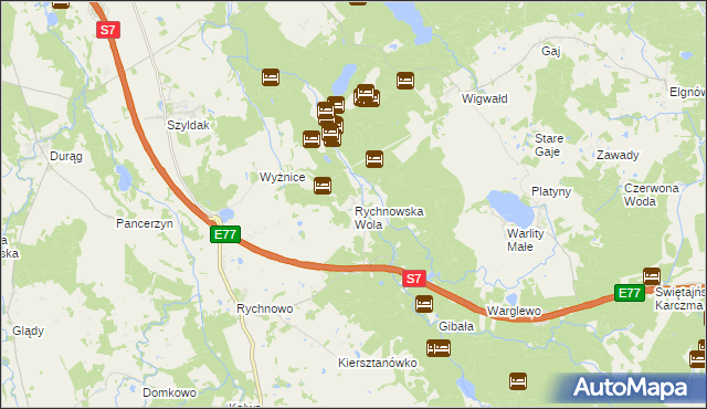 mapa Rychnowska Wola, Rychnowska Wola na mapie Targeo