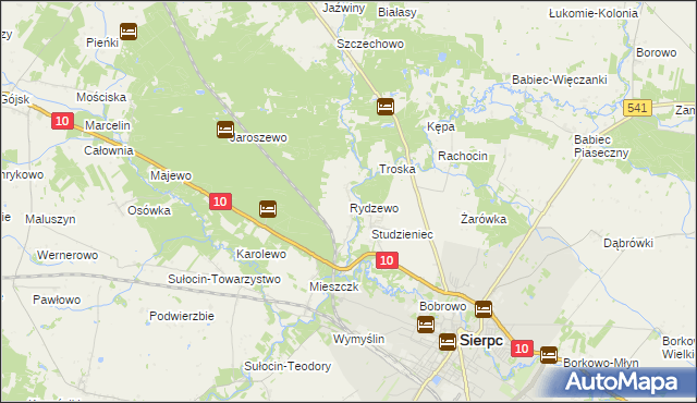 mapa Rydzewo gmina Sierpc, Rydzewo gmina Sierpc na mapie Targeo