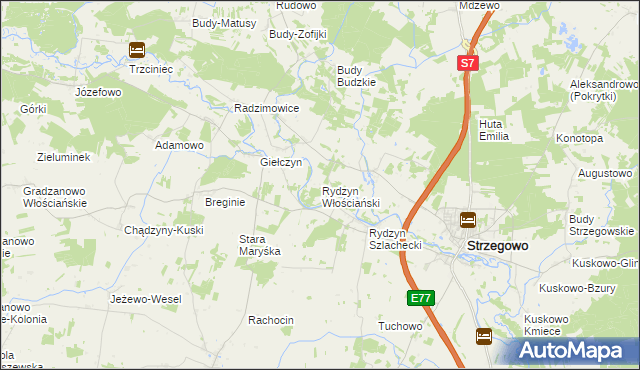 mapa Rydzyn Włościański, Rydzyn Włościański na mapie Targeo