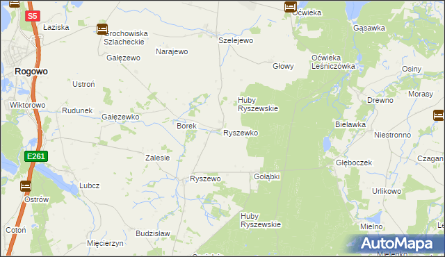 mapa Ryszewko gmina Gąsawa, Ryszewko gmina Gąsawa na mapie Targeo