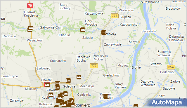 mapa Rzeczyca Mokra, Rzeczyca Mokra na mapie Targeo