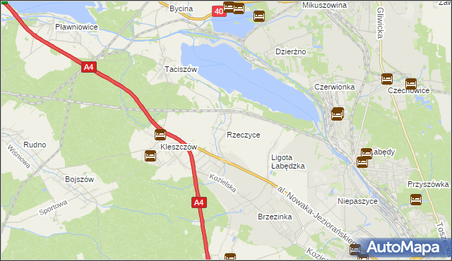 mapa Rzeczyce gmina Rudziniec, Rzeczyce gmina Rudziniec na mapie Targeo