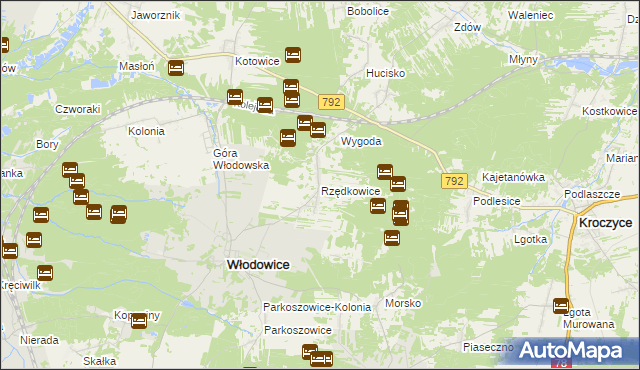 mapa Rzędkowice, Rzędkowice na mapie Targeo