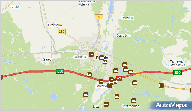 mapa Rzepin, Rzepin na mapie Targeo