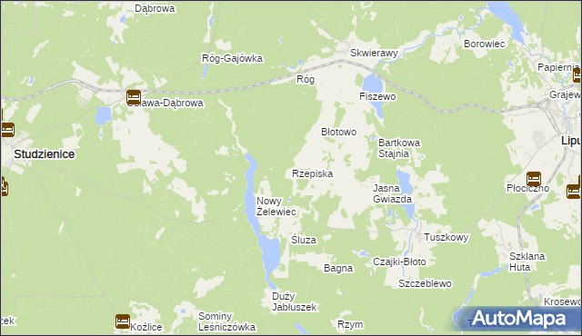mapa Rzepiska gmina Lipusz, Rzepiska gmina Lipusz na mapie Targeo