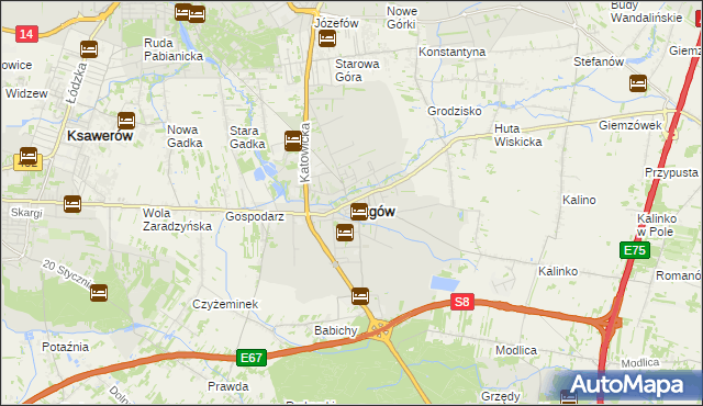 mapa Rzgów powiat łódzki wschodni, Rzgów powiat łódzki wschodni na mapie Targeo