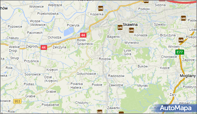 mapa Rzozów, Rzozów na mapie Targeo