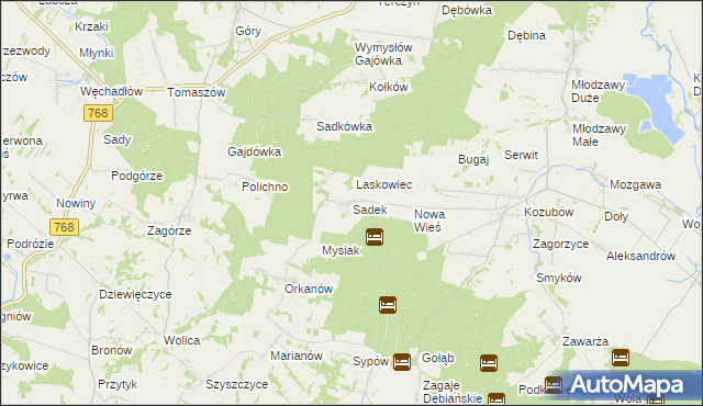 mapa Sadek gmina Pińczów, Sadek gmina Pińczów na mapie Targeo