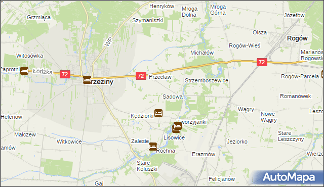 mapa Sadowa gmina Brzeziny, Sadowa gmina Brzeziny na mapie Targeo