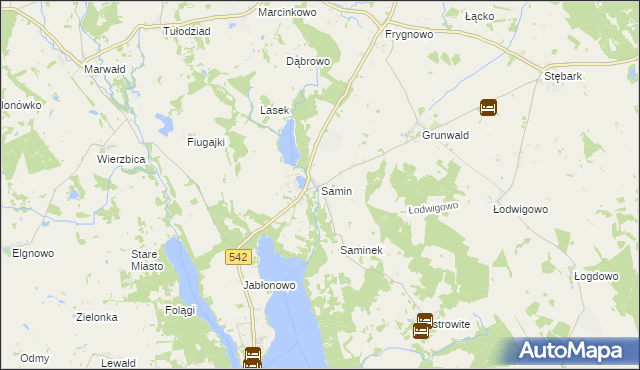 mapa Samin gmina Dąbrówno, Samin gmina Dąbrówno na mapie Targeo