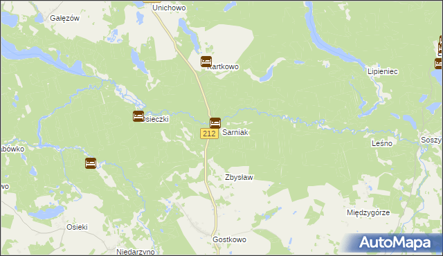 mapa Sarniak gmina Bytów, Sarniak gmina Bytów na mapie Targeo